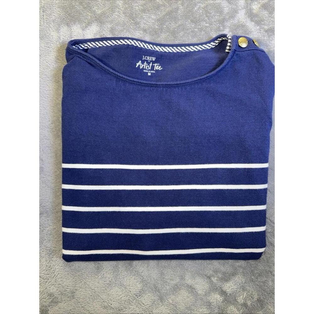 J. Crew Women's Striped Button Shoulder Artist Tee Size M - Picture 10 of 10